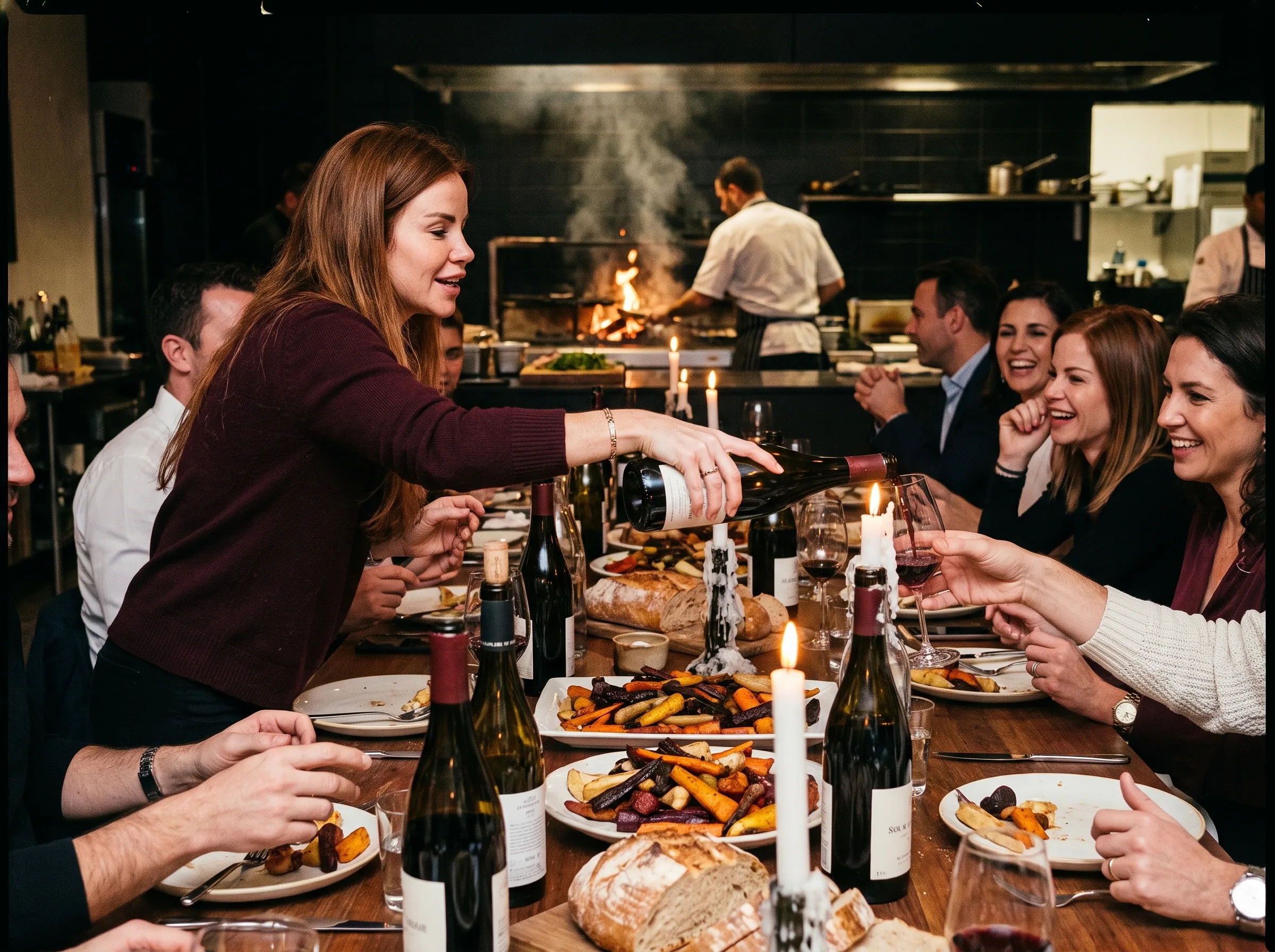 Natalie hosting a candlelit wine supper club