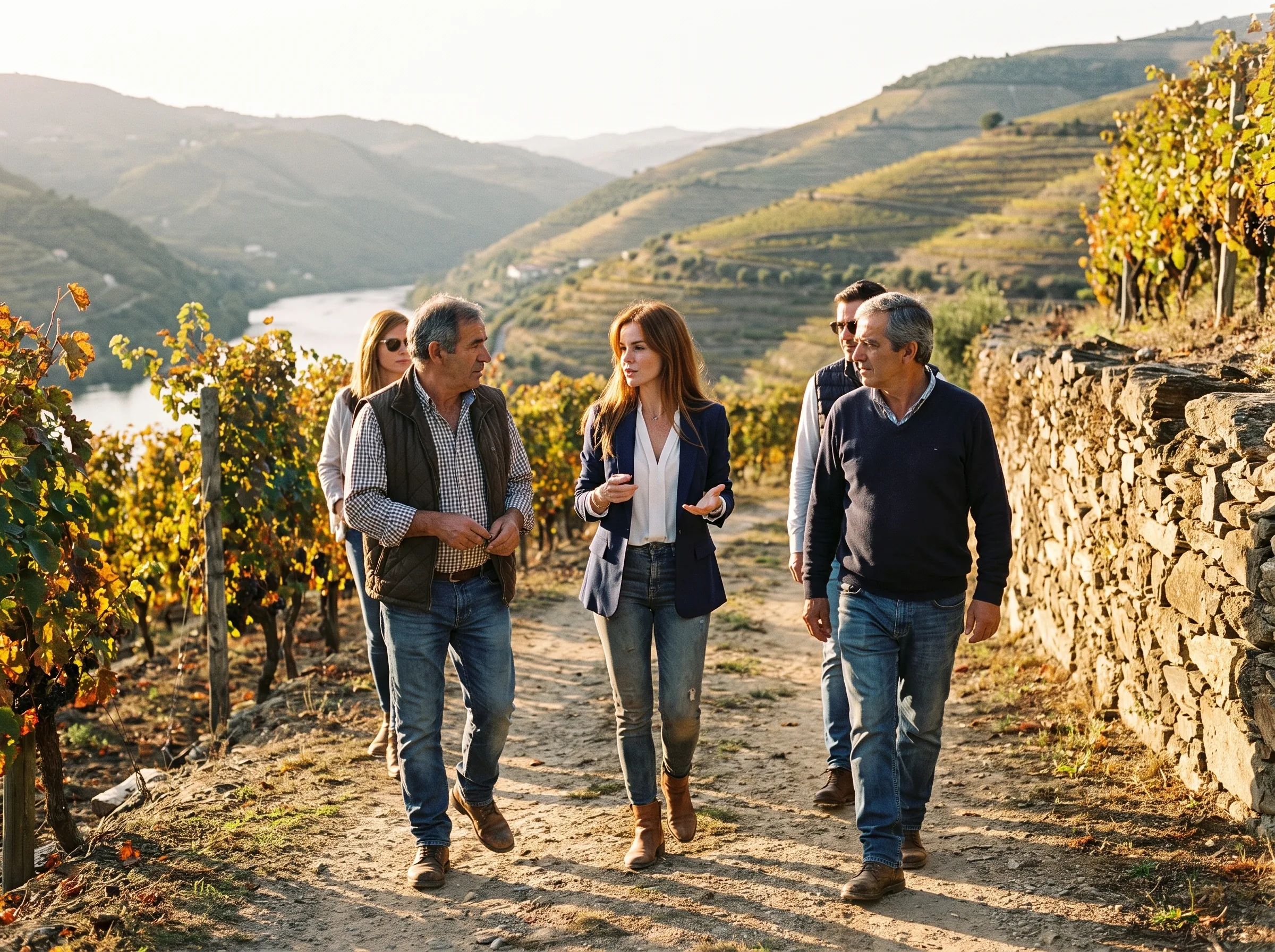 Natalie leading a wine retreat through Rioja vines at harvest